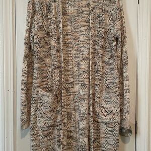 Knox Rose Textured Cardigan in Cream and Brown